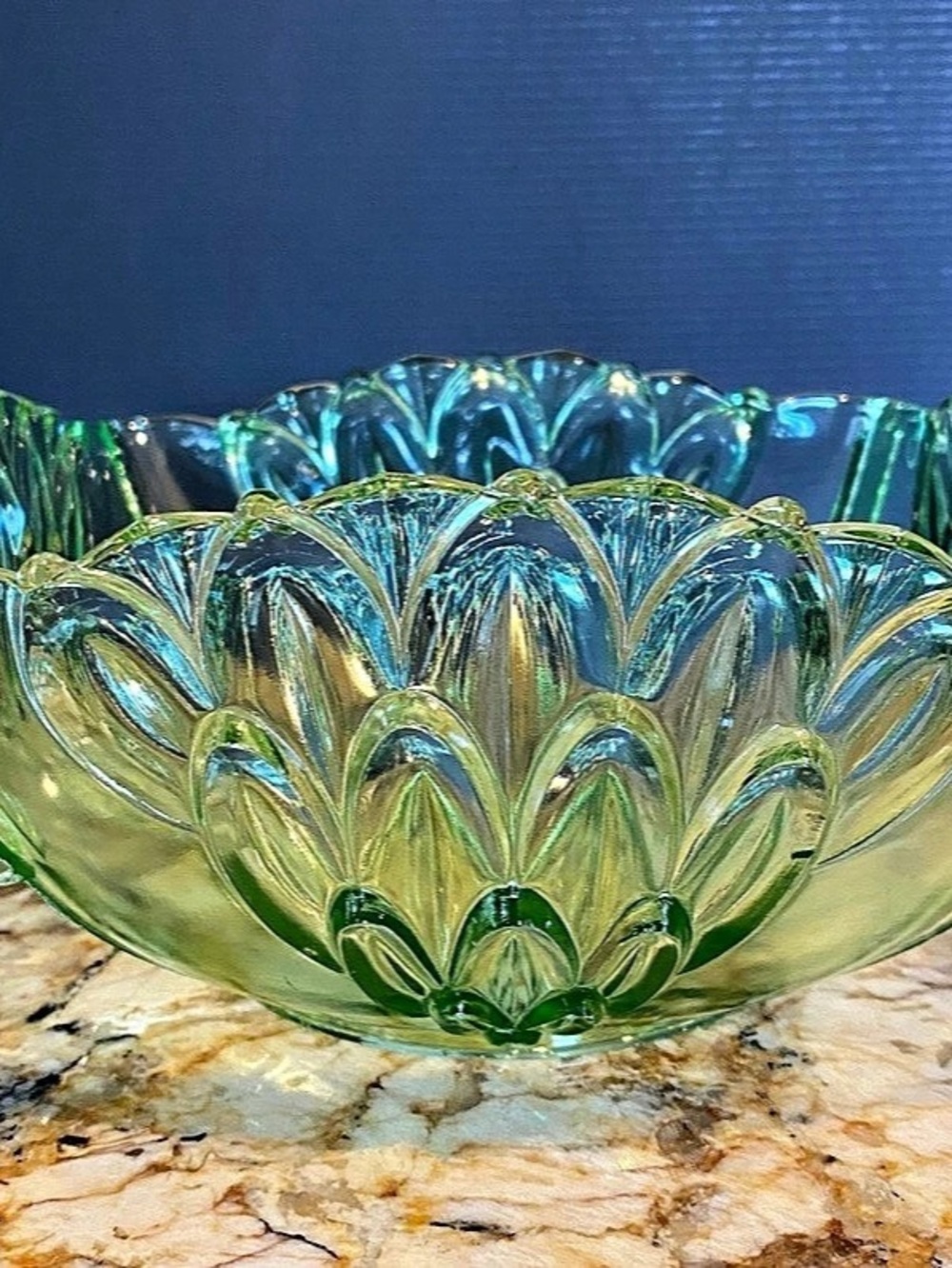 Green Glass Decorative Serving Bowl